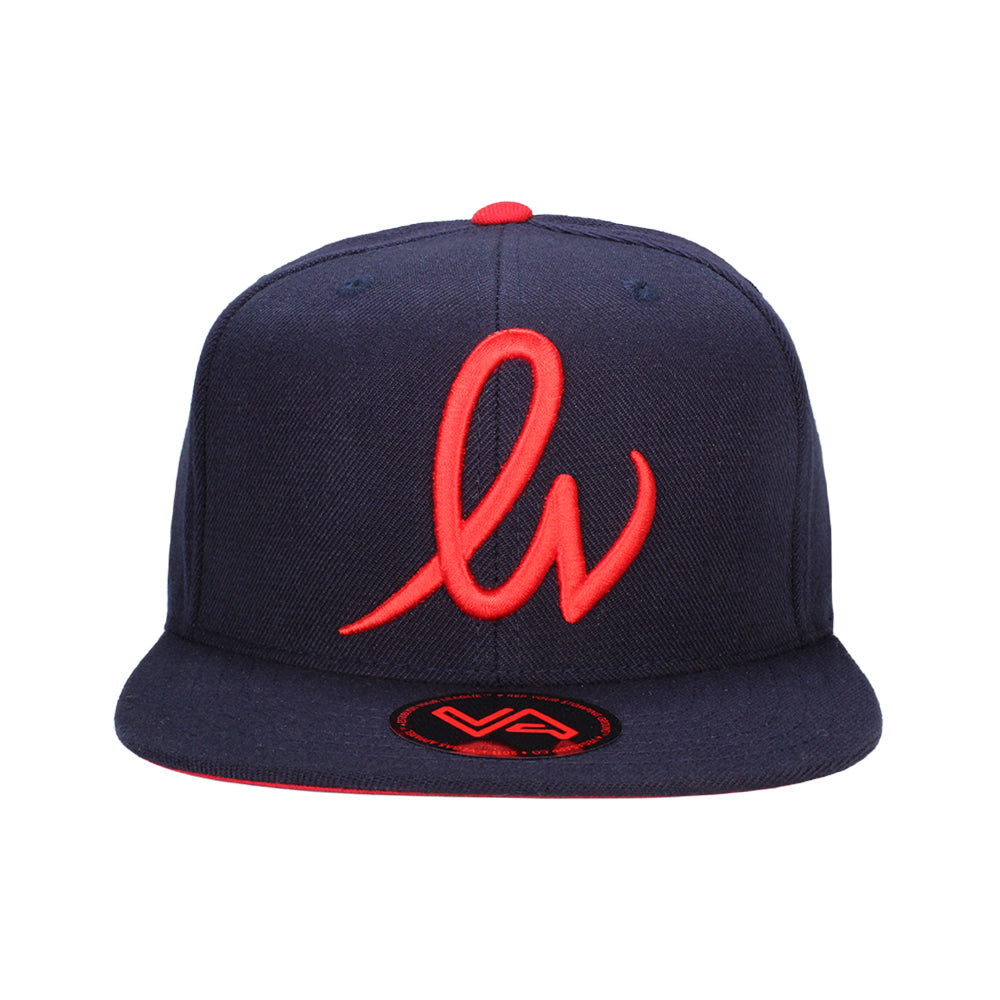 LV Cursive Navy/Red Snapback