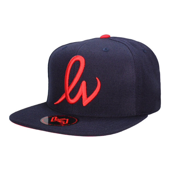 LV Cursive Navy/Red Snapback