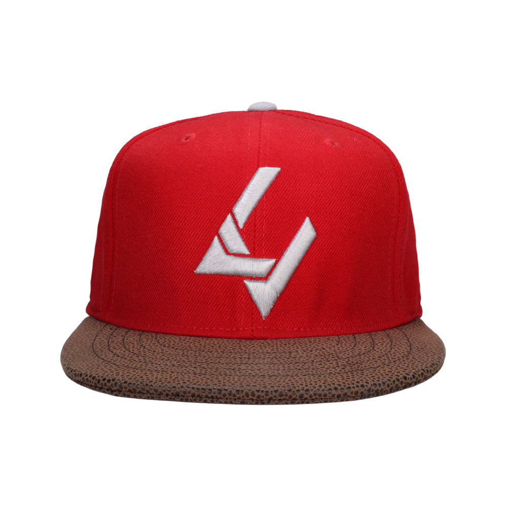 Bespoke x LV Pro Red/Brown Faux Leather Brim Strapback