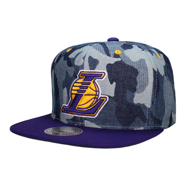 Los Angeles Lakers Blue Denim Camo Snapback